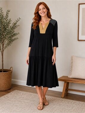 Alembika Mixed Print Midi Dress Size Large